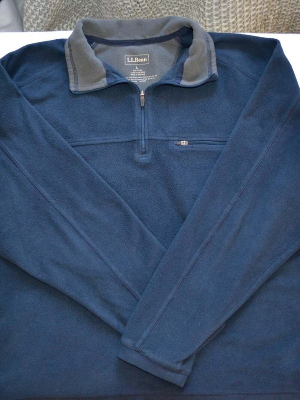 L.L.Bean Navy 1/4 Zip Fleece Men's Pullover (2000's/y2k erqa) - Picture 4 of 7